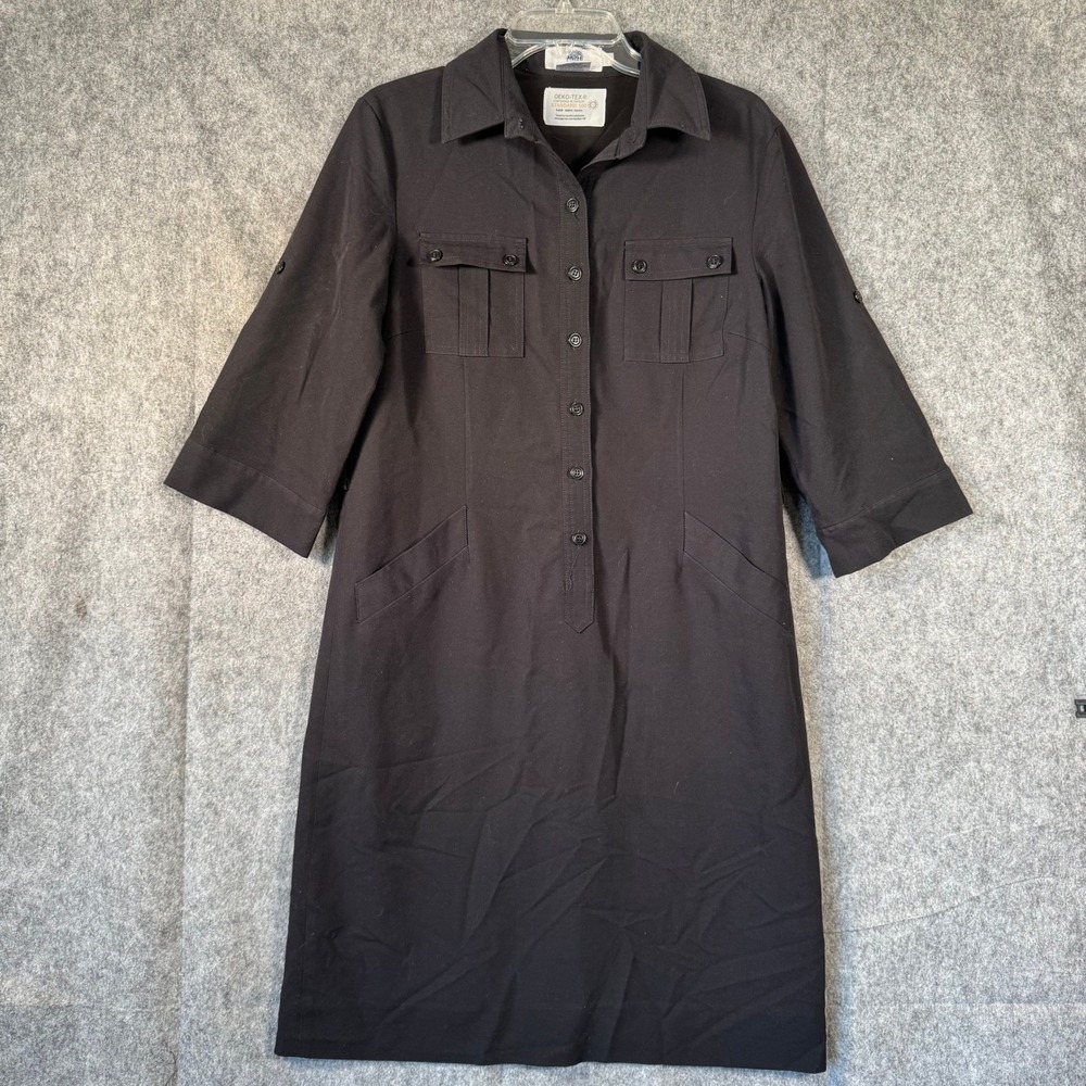 Murphy & Hartelius Airline Uniform Dress Womens 8 Black Shirt Button Flap Pocket